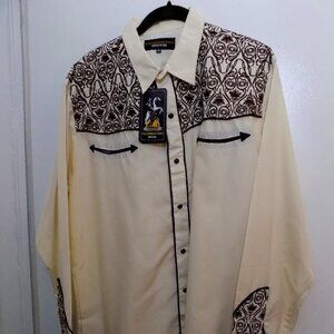 NEW The American West Men Shirt Long Sleeve Western Cowboy Embroidered  Size XL